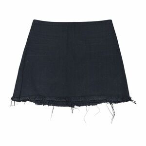 Alexander Wang Black Denim Frayed Hem Mini Skirt